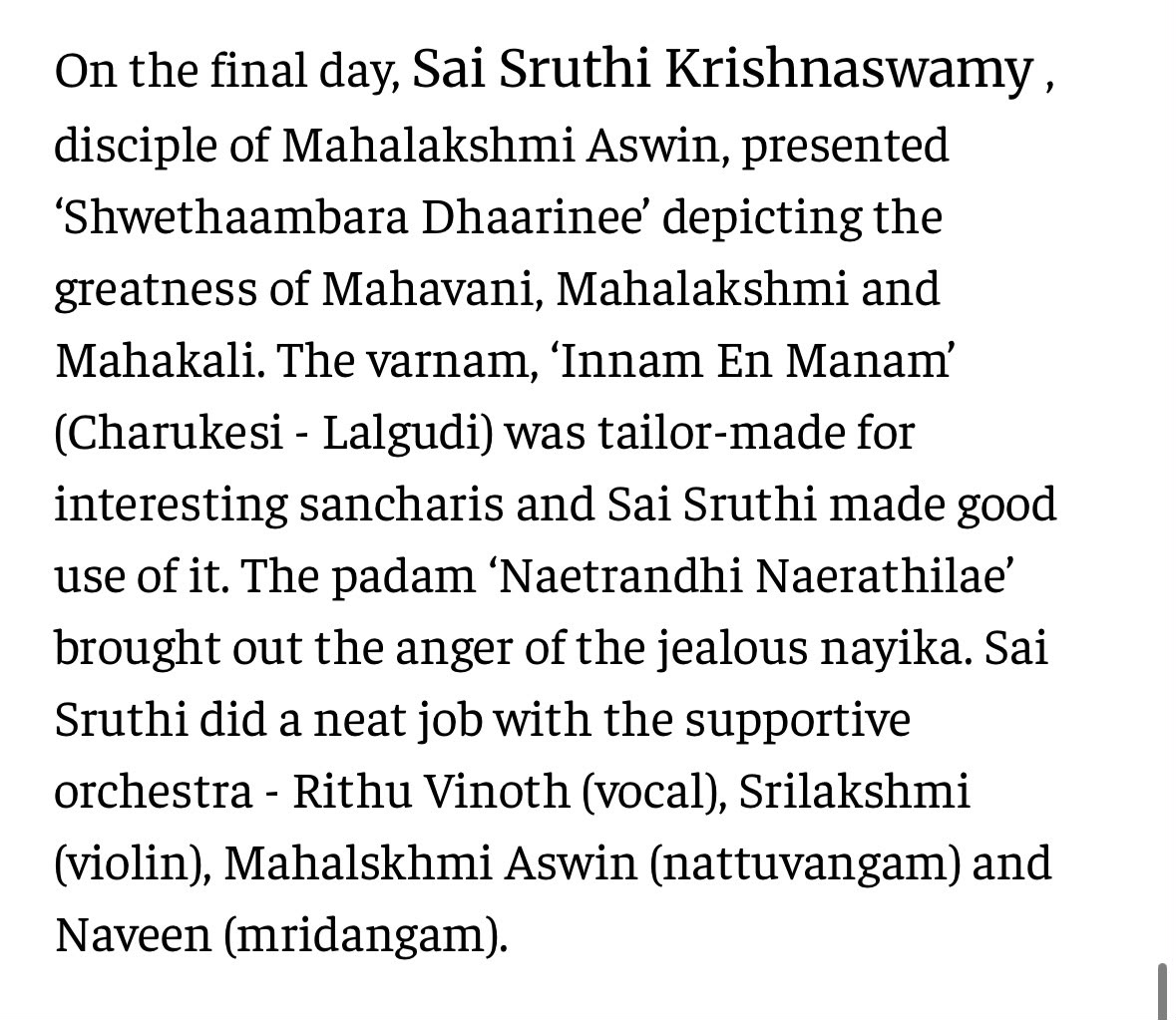 The Hindu — Sai Sruthi